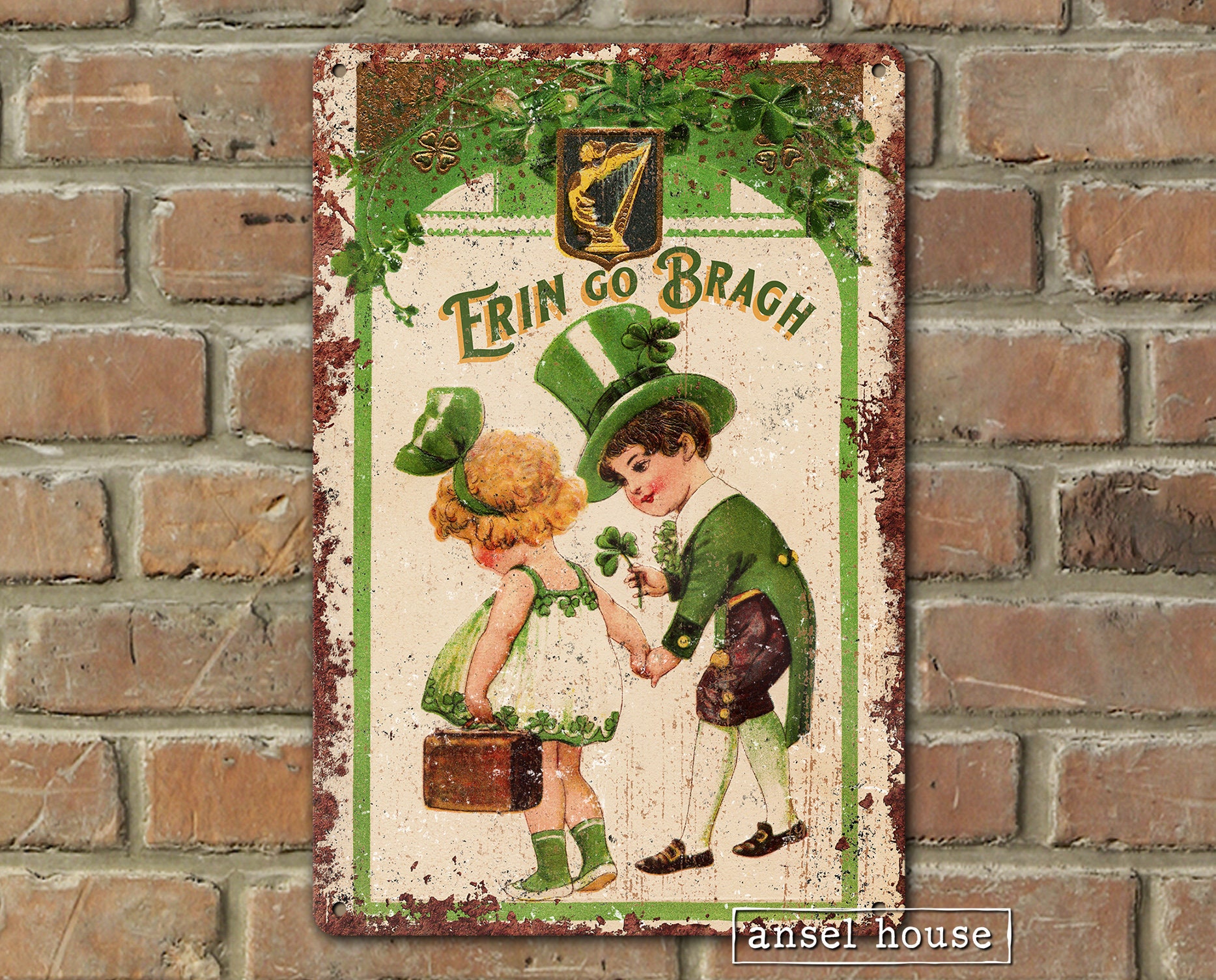 My Word! Outdoor Welcome Sign for Porch - Home Sweet Home with Shamrock - Vertical Porch Board 8x47 Irish Decor
