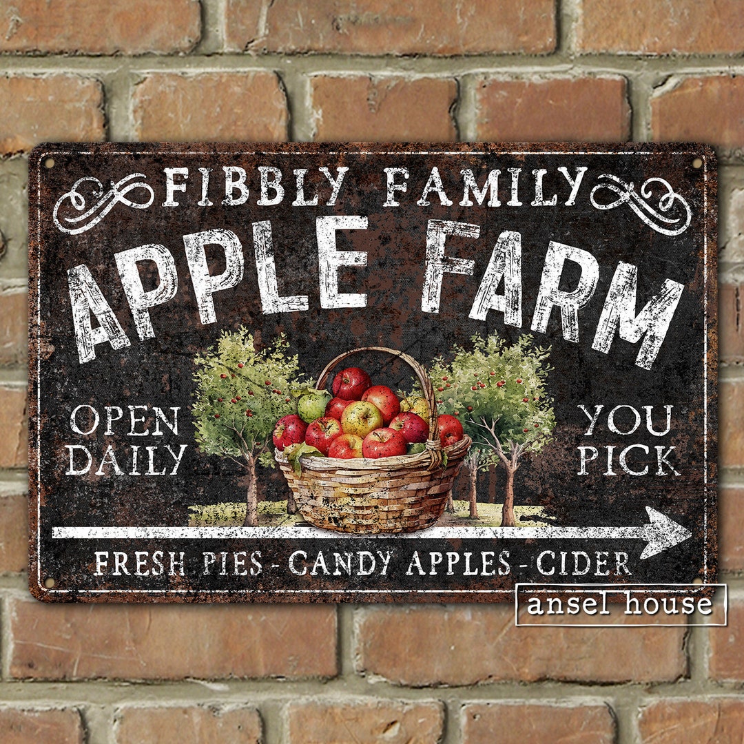 Custom Apple Farm Metal Sign Personalized Name Porch Patio Door ...