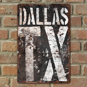 Metal Texas Wall Art Sign Personalize with Any City or State Decoration Modern Farmhouse Industrial Distressed Decor Outdoor Door Aluminum