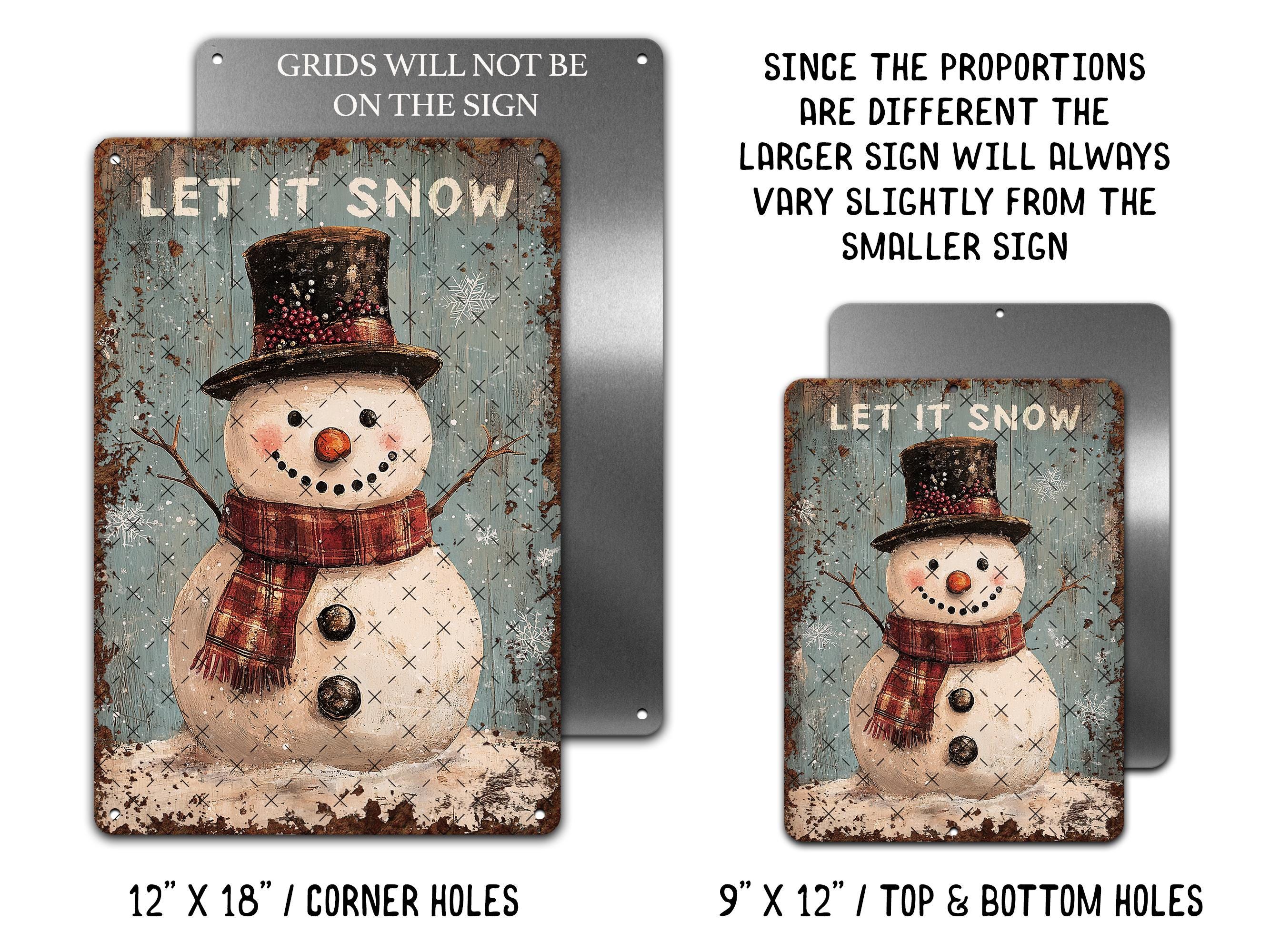 Rustic Snowman Christmas Decor Primitive Wall Art Metal Sign