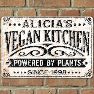 Personalized VEGAN Diet Kitchen Metal Sign Farmhouse Decor Indoor Outdoor Housewarming Birthday Gift Idea