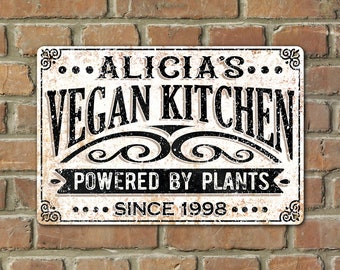 Personalized VEGAN Diet Kitchen Metal Sign Farmhouse Decor Indoor Outdoor Housewarming Birthday Gift Idea