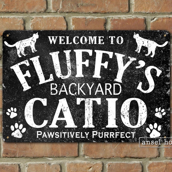 Personalized Catio Sign with Cat's Name Backyard Established Date Cat House Yard House Metal  Indoor Outdoor
