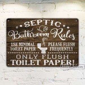 Septic Tank Sign Bathroom Wall Decor Art Rustic Farmhouse Metal Indoor or Outdoor Use Kids Room