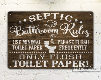 Septic Tank Sign Bathroom Wall Decor Art Rustic Farmhouse Metal Indoor or Outdoor Use Kids Room