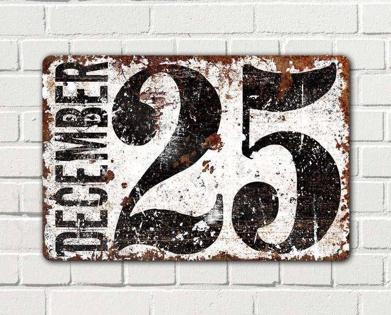 December 25 Number Date Christmas Metal Sign Decoration Modern ...