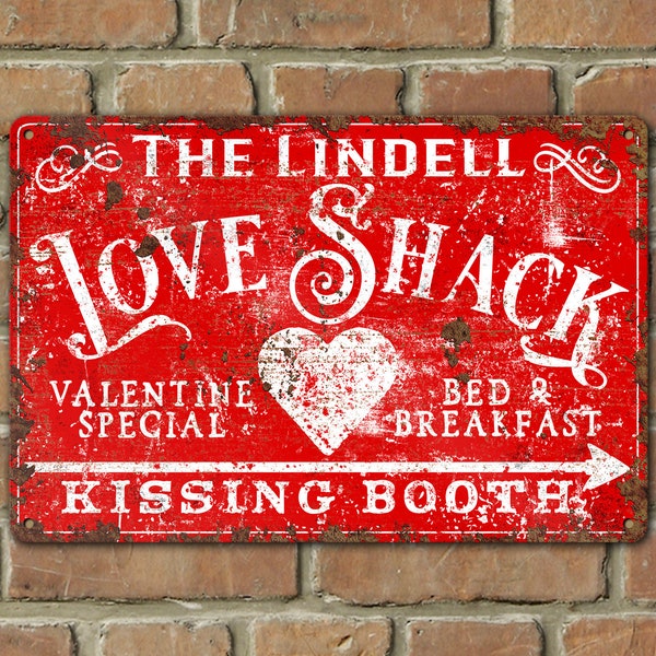 Custom Love Shack Valentines Day Decor Metal Sign Personalized Family Porch Patio Decoration For House Aluminum Tin Indoor Outdoor