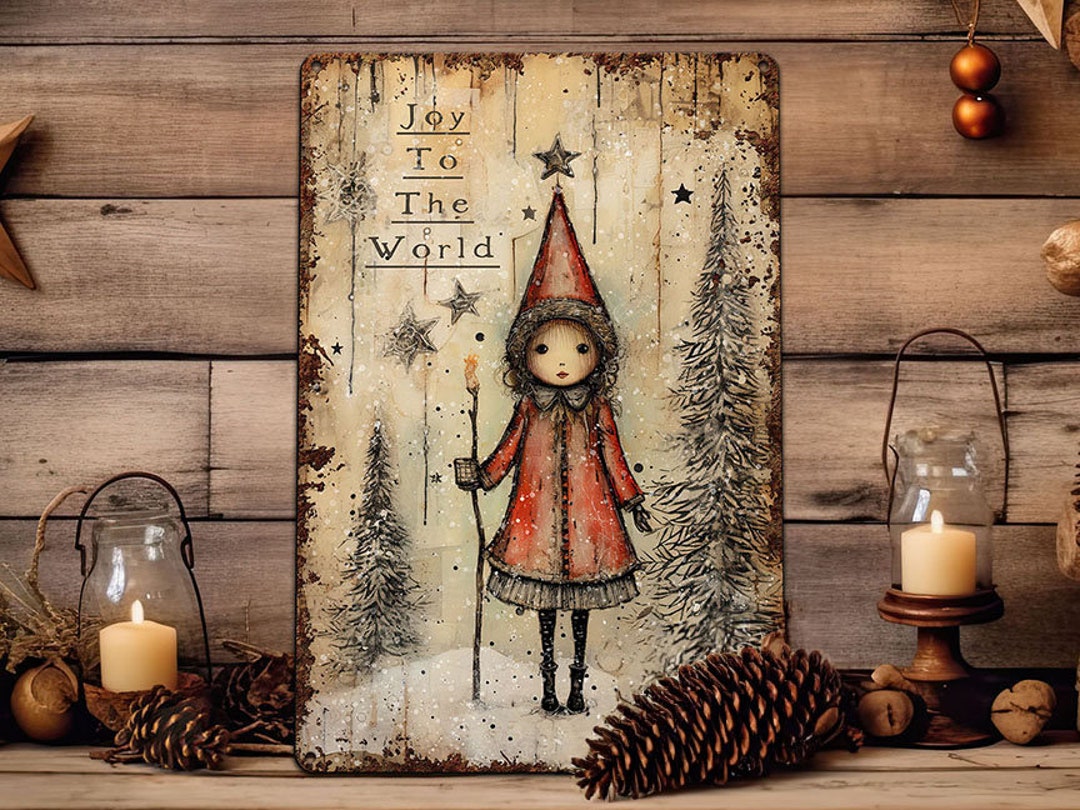 Primitive Rustic Metal Christmas Wall Art Mantle Sign Decoration