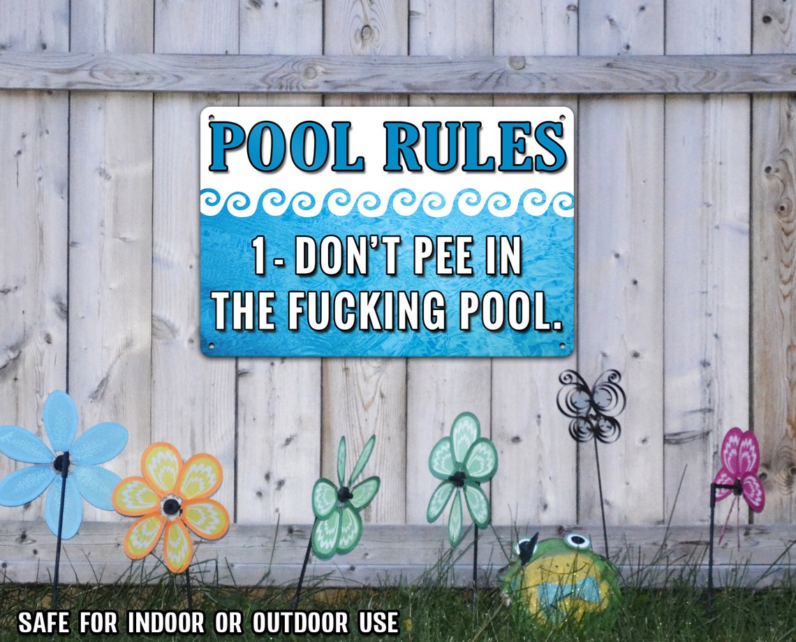 Pool Decor Sign on Rust Proof Aluminum Funny Backyard Etsy