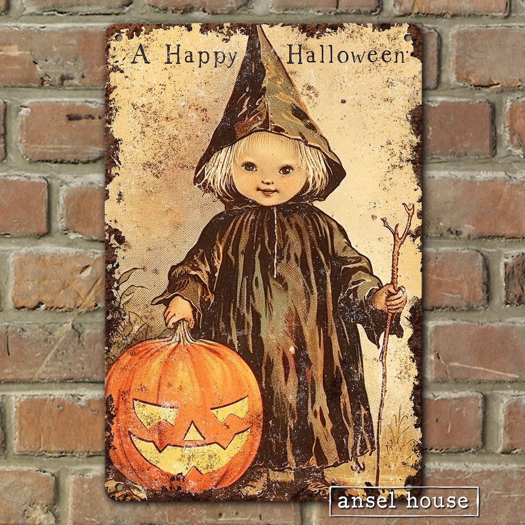 Victorian Halloween Decor Metal Sign Decoration Antique Style Porch