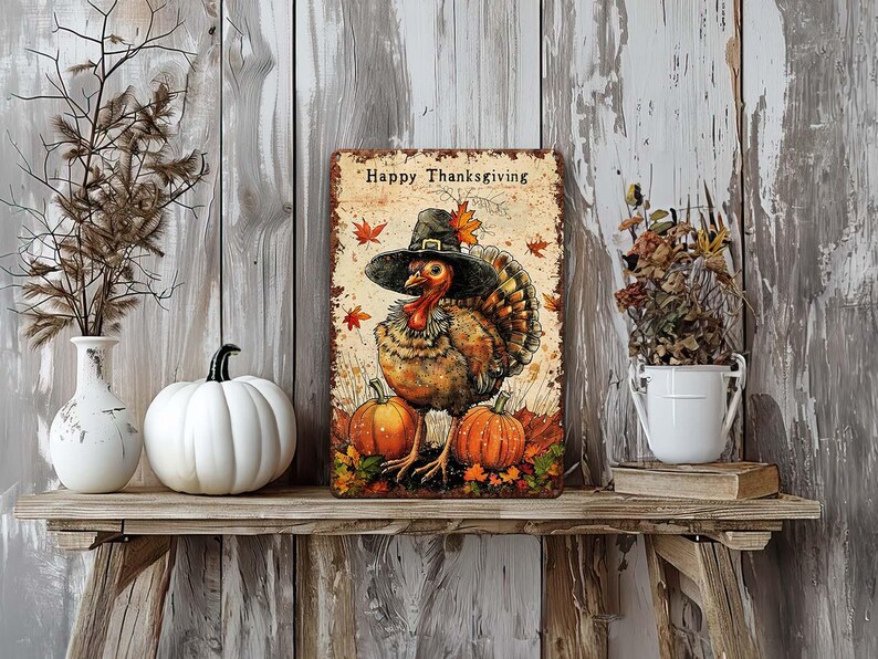 Whimsical Turkey Thanksgiving Fall Wall Decor - Rustic Mantle Art ...
