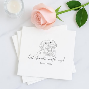 Custom Pet Cocktail Napkins, Custom Pet Portrait Wedding Napkins, Dog Wedding Napkins, Custom Cat Cocktail Napkins, Customized Pet Napkins