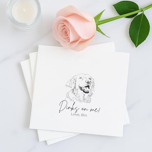 Custom Pet Cocktail Napkins, Custom Pet Portrait Wedding Napkins, Dog Wedding Napkins, Custom Cat Cocktail Napkins, Customized Pet Napkins