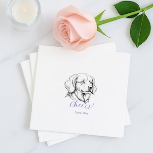Custom Pet Cocktail Napkins, Custom Pet Portrait Wedding Napkins, Dog Wedding Napkins, Custom Cat Cocktail Napkins, Customized Pet Napkins