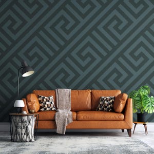 Geometrische Muster Tapete in Grün | Selbstklebende Fischgräten-Tapete | Geometrische abnehmbare Wanddekor | Minimalistisches Boho Tribal