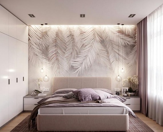White Leaves 3D Wallpaper: Embossed Flowers Removable Wall Mural