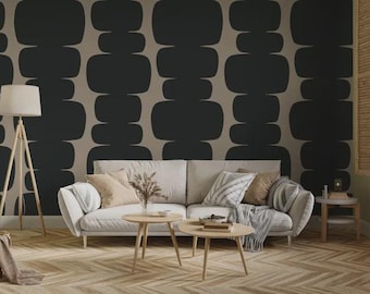 Custom Order ; Abstract Black & Beige Non Woven Wallpaper - 315''W x 108"H