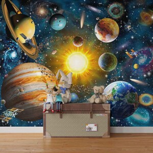 Wallpaper Planeten in de ruimte, behang met ruimtethema, zonnestelsel, behang sterren en planeten