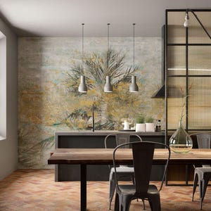 Vintage Green Palm Tree Wallpaper Mural - Tropical Peel & Stick