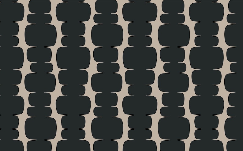 Peut inclure: Un motif sans couture de rectangles arrondis noirs empil&eacute;s verticalement sur un fond brun clair.