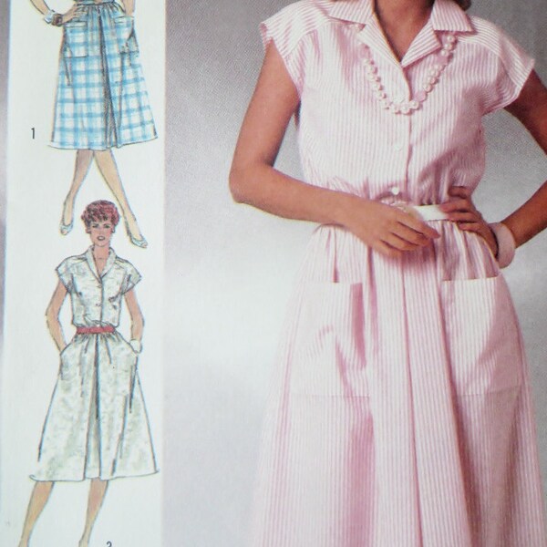 Uncut Sewing Pattern Misses Dress Vintage 1980s Women Dress Simplicity 7475