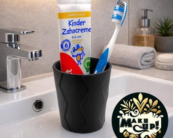 Maku Up! Modern Mug with Diamond Pattern | Desk Pen Holder | Bathroom Toothbrush Holder | Minimalist Organizer