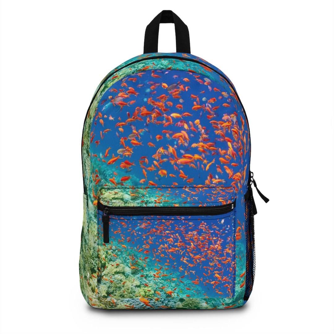 Vibrant Underwater Scene Backpack - Colorful Marine Life, Reusable ...