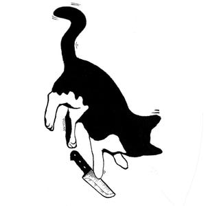 Katze mit Messer Sticker