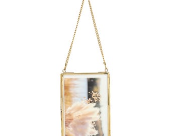 Marco de fotos de latón auténtico / Marcos de fotos de retrato de vidrio y latón reciclados para colgar en la pared, 4x6 pulgadas / 10 x 15 cm