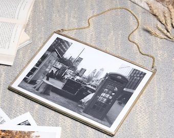 Real Brass Photo Frame / Recycled Glass & Brass Portrait Photo Frames wall hanging  A4 /  21 x 29.7 cm