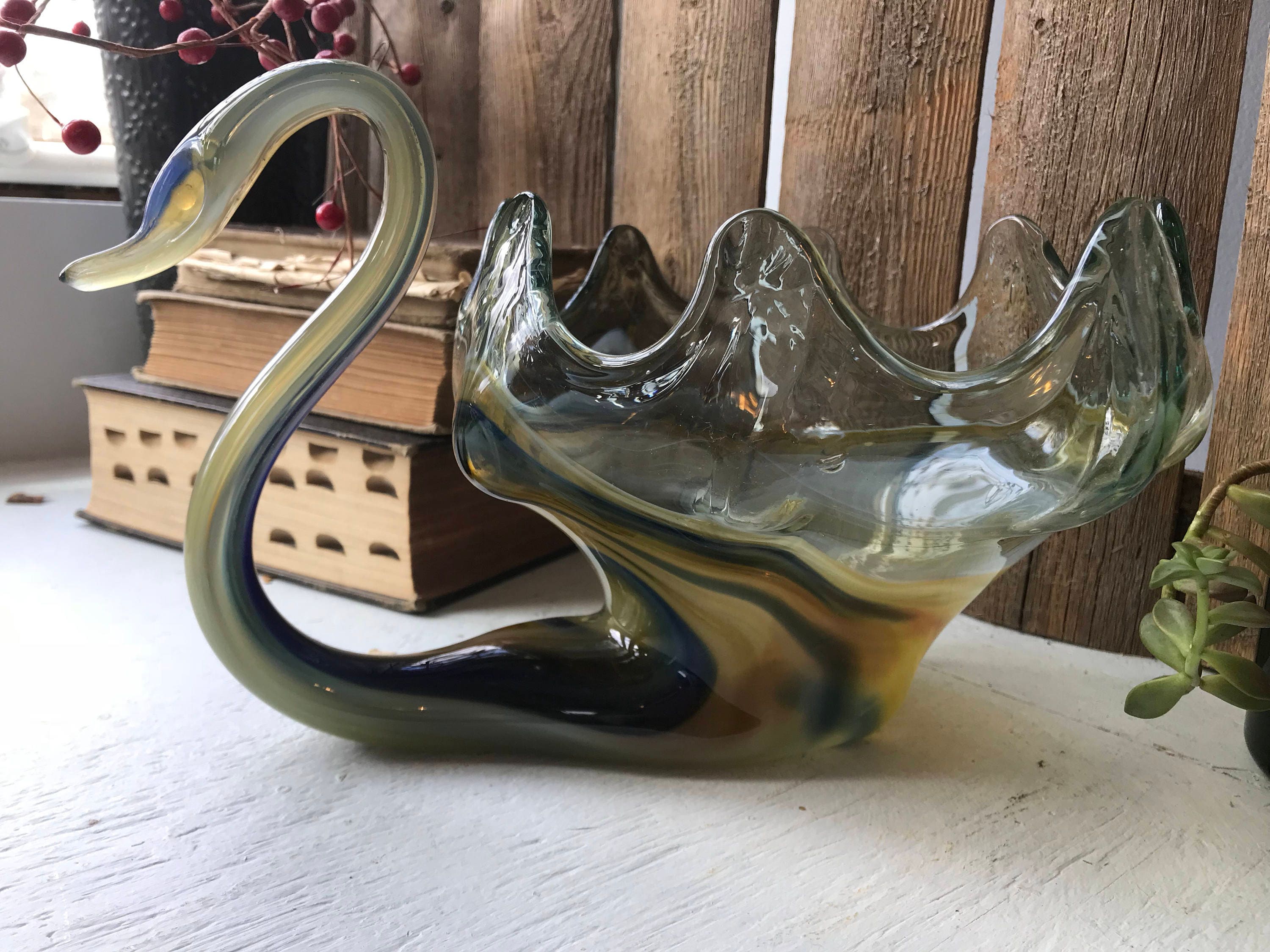 Vintage Murano Glass Swan Dish Bowl 1960s Etsy