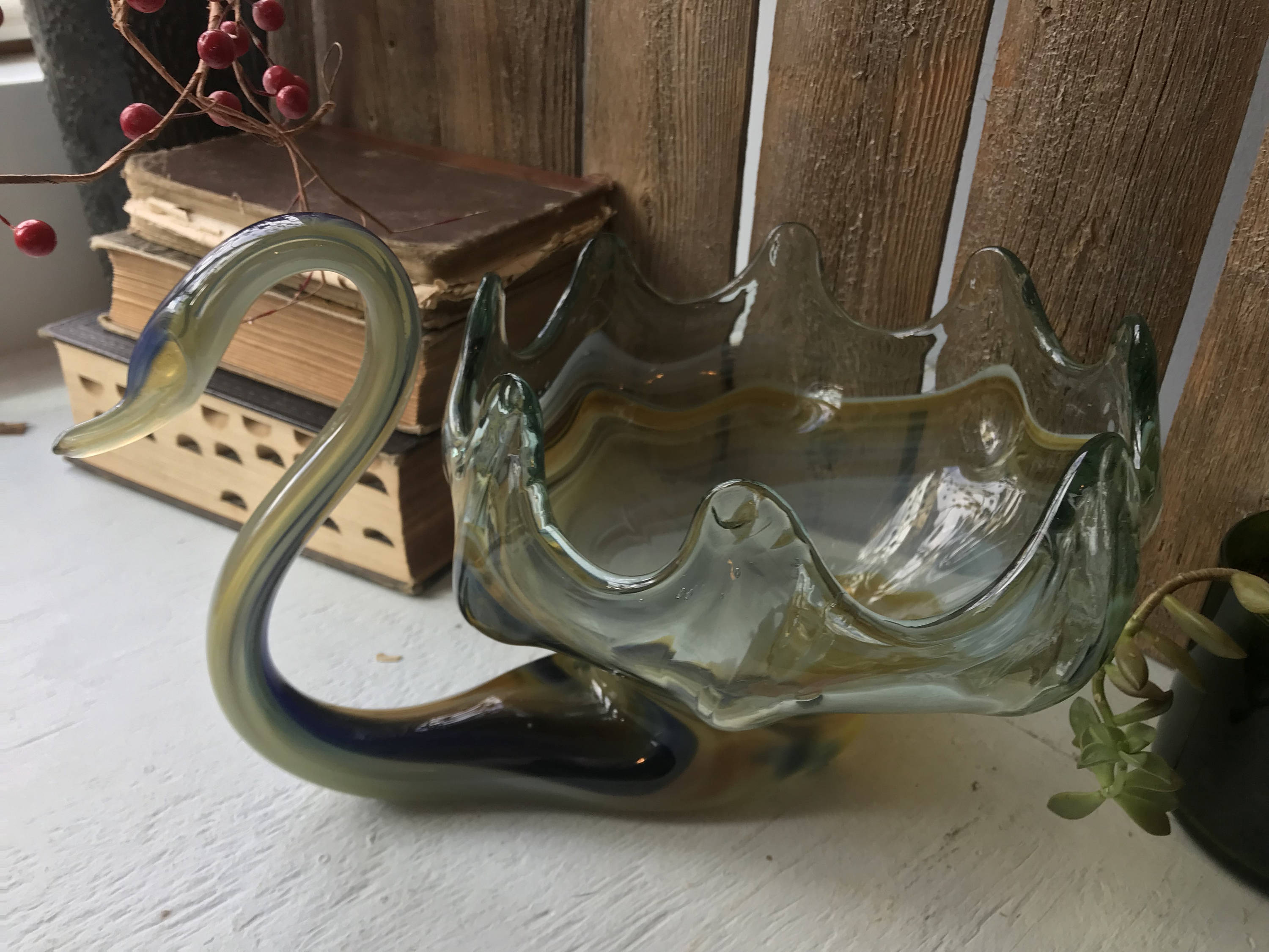 Vintage Murano Glass Swan Dish Bowl 1960s Etsy