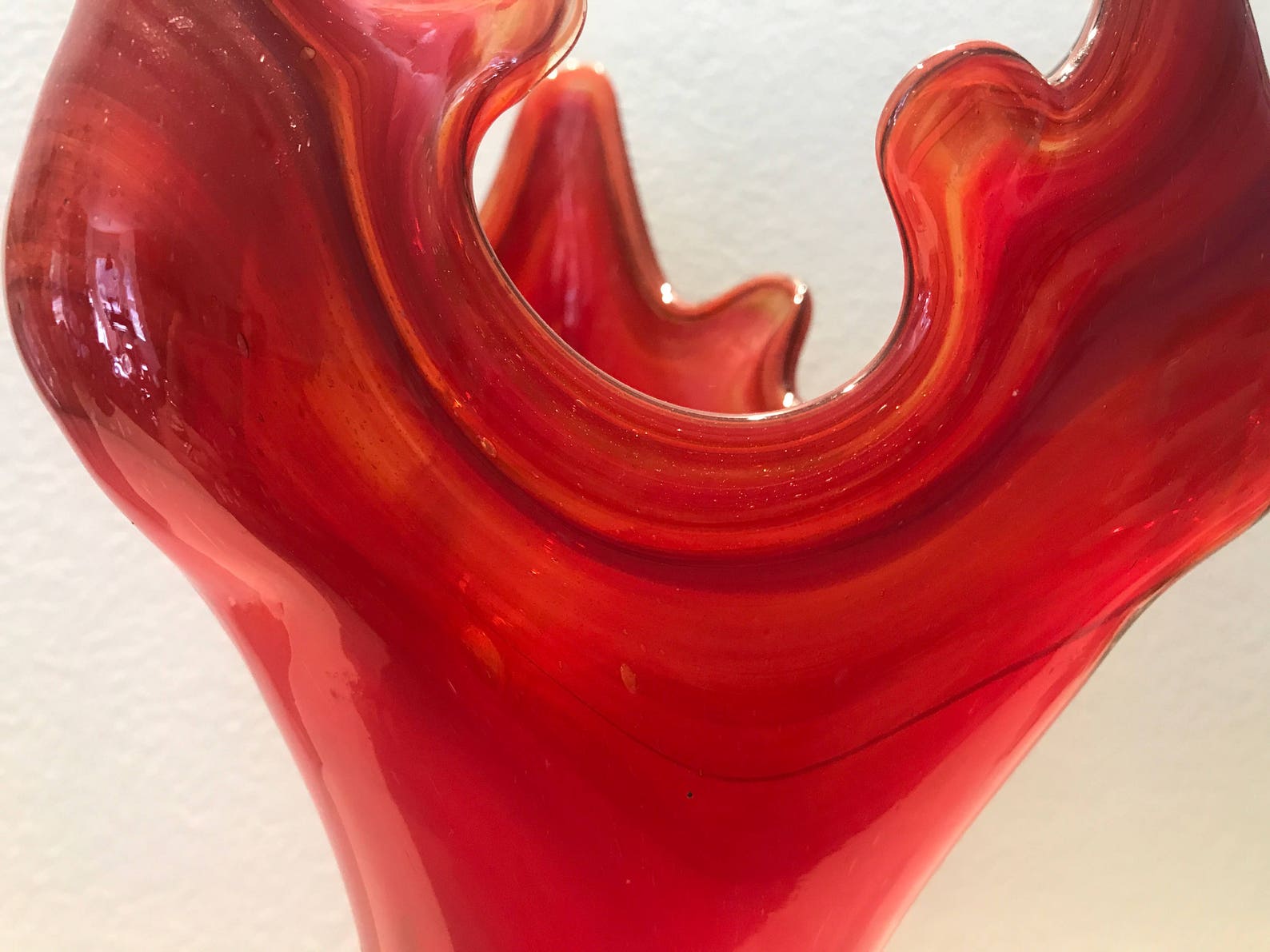 Mid Century Vintage Murano Orange Art Deco Blown Glass Vase Etsy