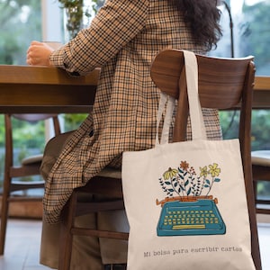 Escribir Cartas Cotton Canvas Tote Bag, (beige y negro) regalos para precursores, pioneer gifts, regalos para nuevos publicadores