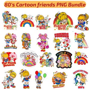 Cartoon 80&#39;s PNG Bundle: Retro Graphics, T-Shirt Designs (Digital Download)