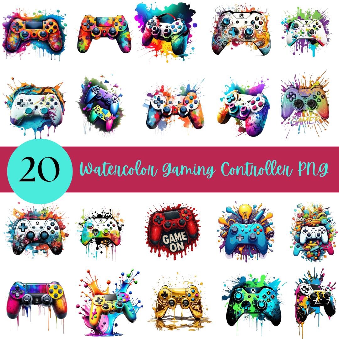 Watercolor Gaming Controller PNG Clipart Bundle (digital Download) - Etsy