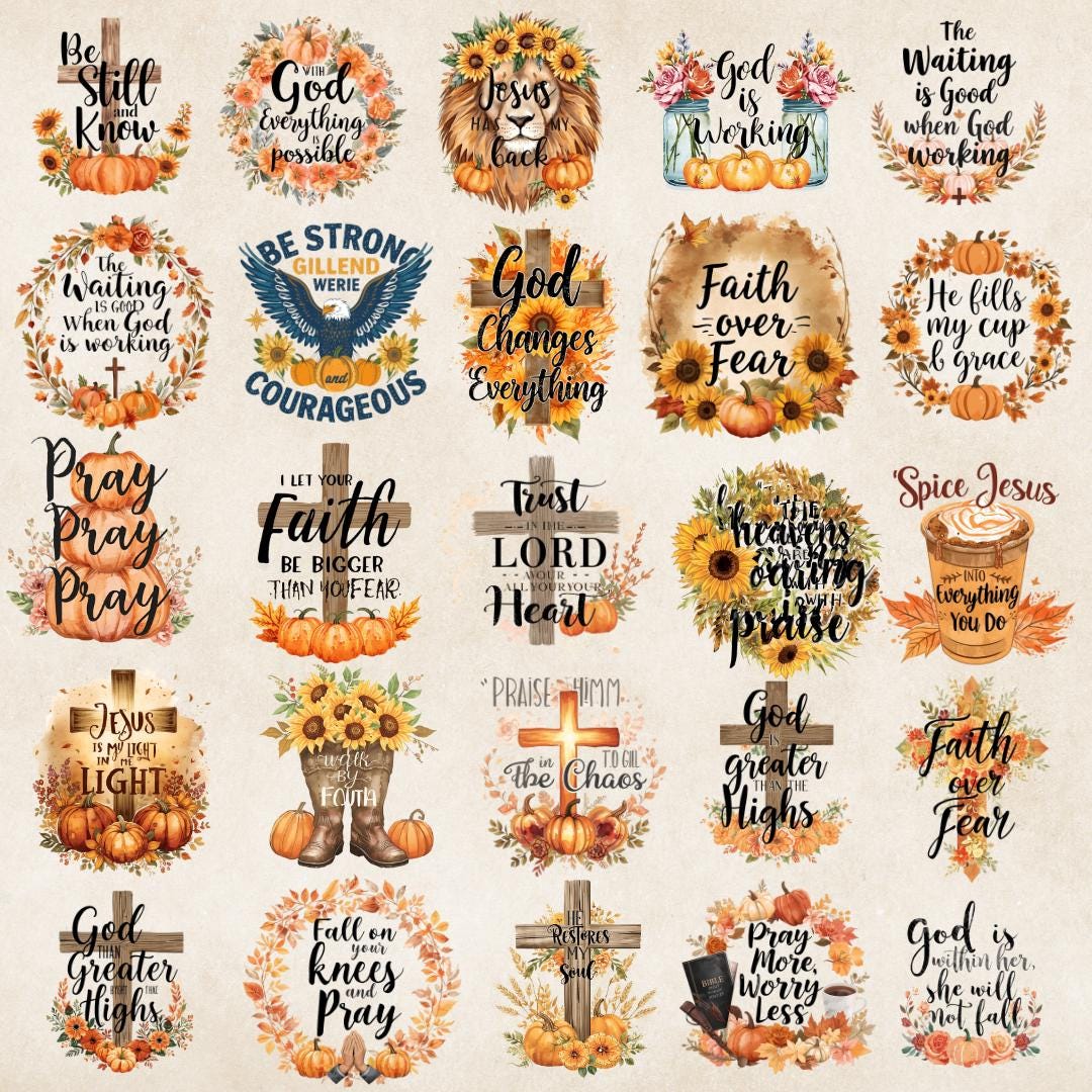 Floral Christian Fall PNG Bundle: Autumn Faith Designs (digital ...