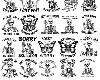 Funny Antisocial Skeleton SVG Bundle: Sarcastic Designs (Digital Download)