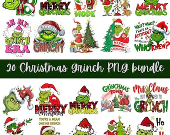 Grinch Christmas PNG Bundle | 25 Grinchmas Clipart Designs (Instant Download).