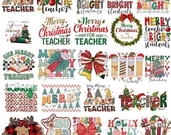 God Jul Lärare PNG Clipart Bundle: Julsublimeringsdesigner (digital nedladdning)