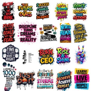 Watercolor Inspirational Quotes Clipart Bundle: Motivational PNG Images (Digital Download)