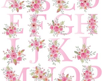 Floral Alphabet SVG, Botanical Monogram Letters A-Z (Instant Download)