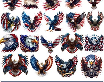 Patriottische zeearend PNG: T-shirtontwerp Amerikaanse vlag (digitale download)