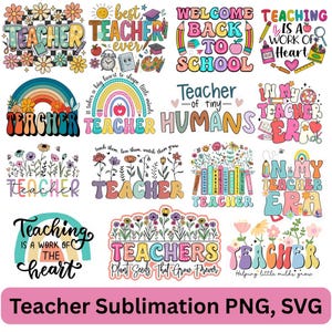 Teacher Sublimation PNG Bundle: Retro Designs, Teacher Vibes (Instant Download)