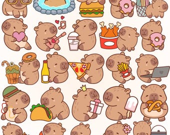 Kawaii Animal Clipart PNG Bundle, Cricut & Silhouette Stickers (Digital Download)