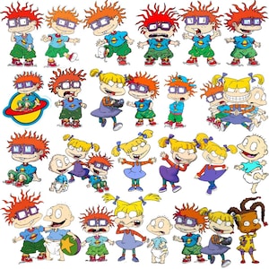 80s Cartoon PNG Bundle: Retro Rainbow Clipart (Instant Download