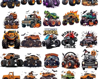 Halloween Monster Truck PNG: Spooky Pumpkin & Ghost Design (Digital Download)