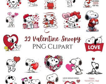 Valentine's Day Snoopy Clipart Bundle (PNG)