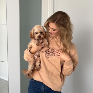 Pet Portrait Hoodie, Dog Face Photo Embroidered Hoodie, Personalized Dog Mom Gift Pet Memorial Gift, Mens Sweatshirt, Womens Pullover