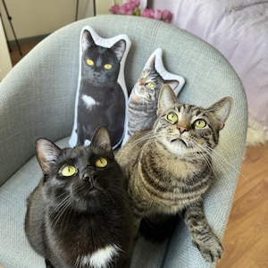 Personalisiertes Katzenförmiges Kissen - Benutzerdefiniertes Haustierkissen, Haustierporträtkissen, Hundekatzengedenkkissen, einzigartiges Geschenk für Tierliebhaber, Erinnerungsgeschenk